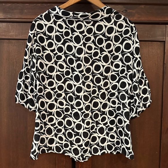 Women’s - 100% Silk - Button down shirt - Top - Blouse - Tie Neck - Picture 3 of 5